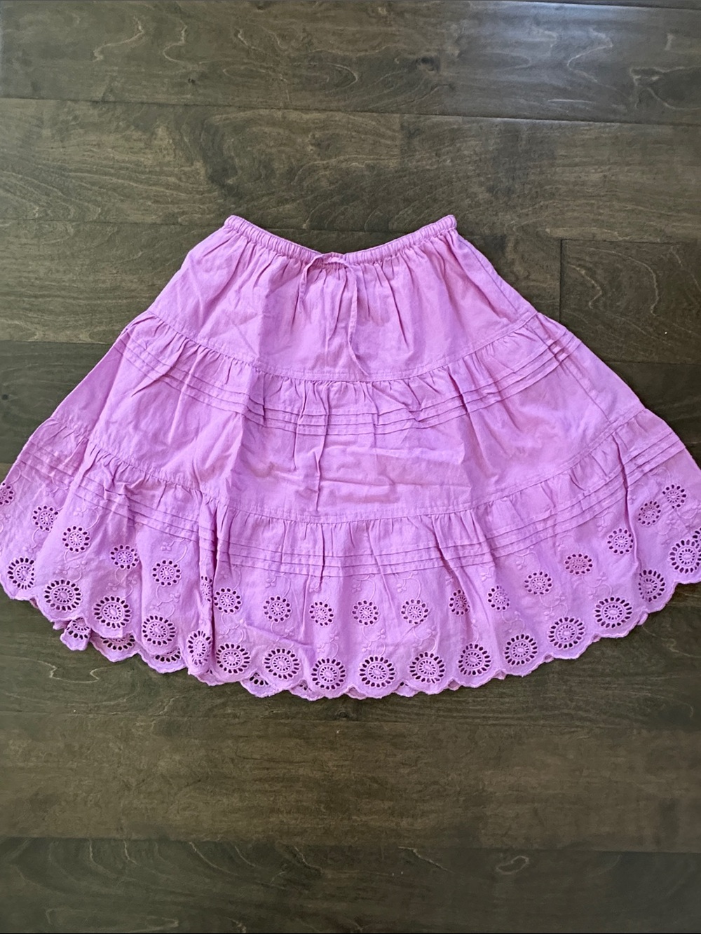 New MiniBoden Purple Eyelet Long Skirt, Size 7-8Y.